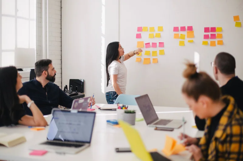 Marketing team collaborating on campaign strategy